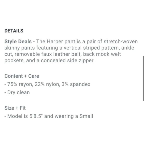 Forever 21 Striped Skinny Harper Pants Navy Women’s L - Picture 7 of 10